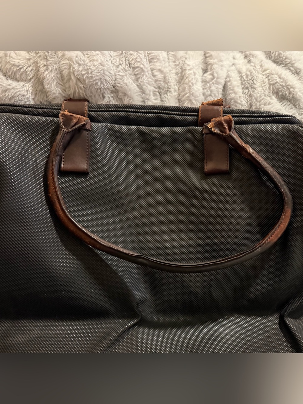 Bottega Veneta Black Weekender Bag with Brown Leather Handles